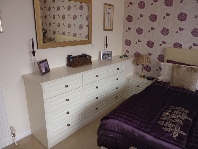 White and Purple Bedroom with flower pattern